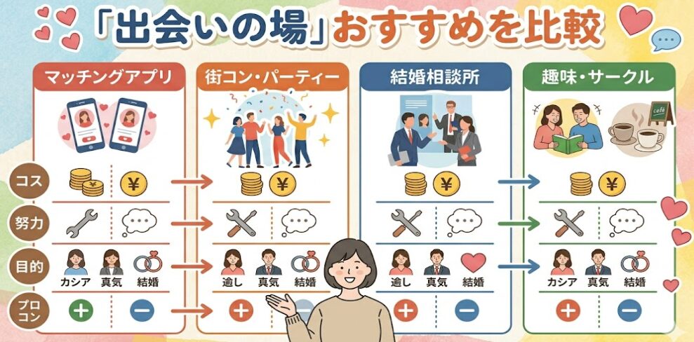 出会いの場おすすめを比較
