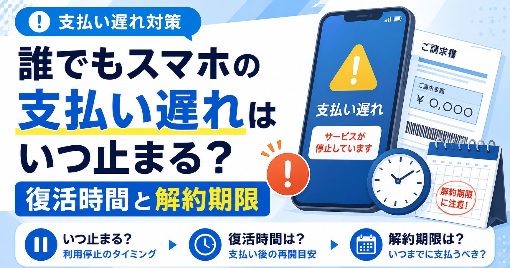 誰でもスマホの支払い遅れはいつ止まる？復活時間と解約期限