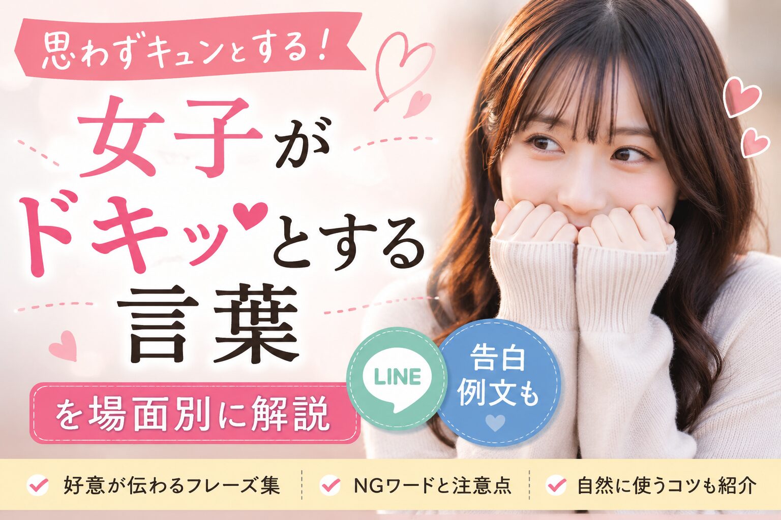 女子がドキッとする言葉を場面別に解説LINEや告白例文も