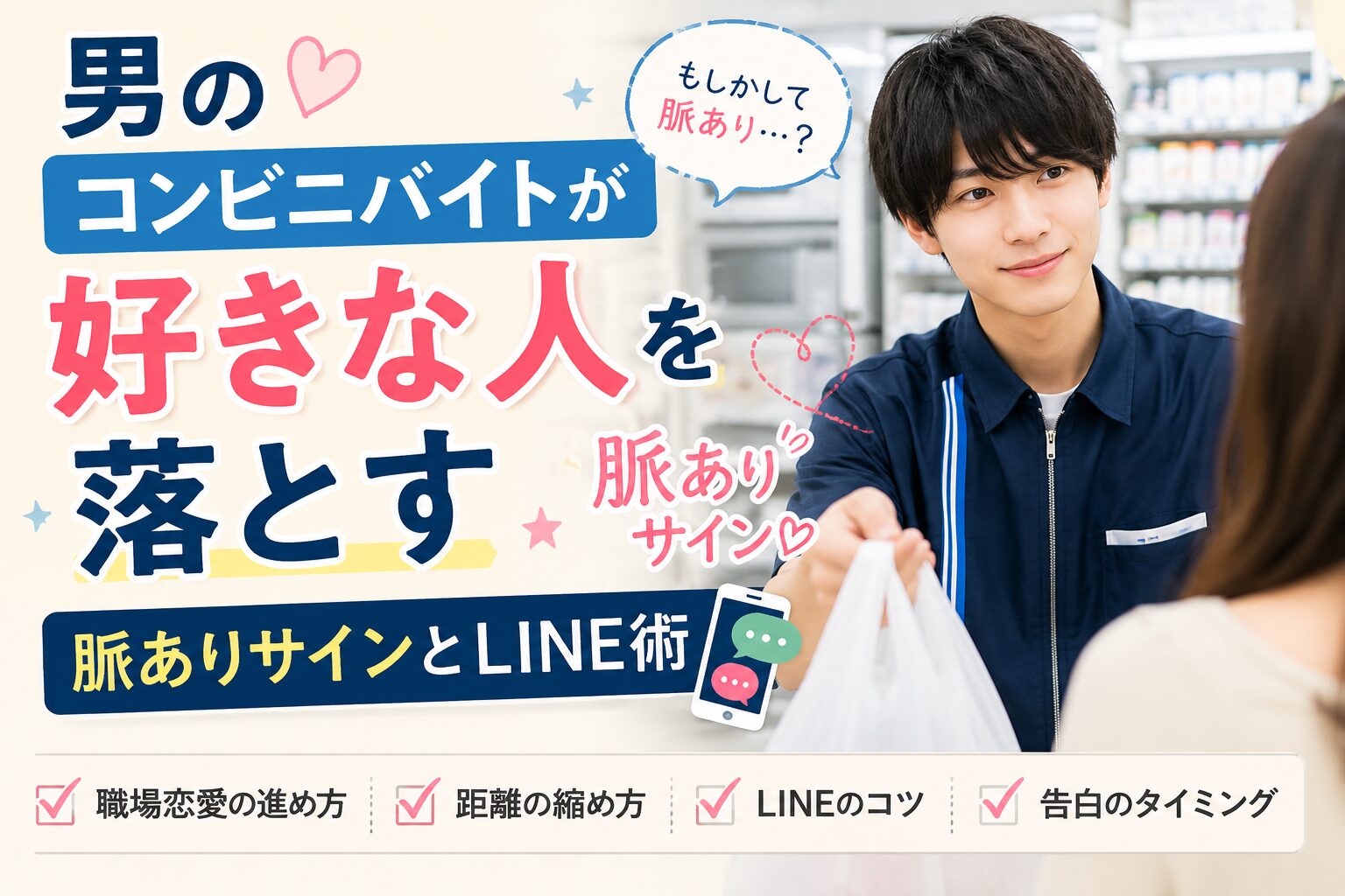 男のコンビニバイトが好きな人を落とす脈ありサインとLINE術