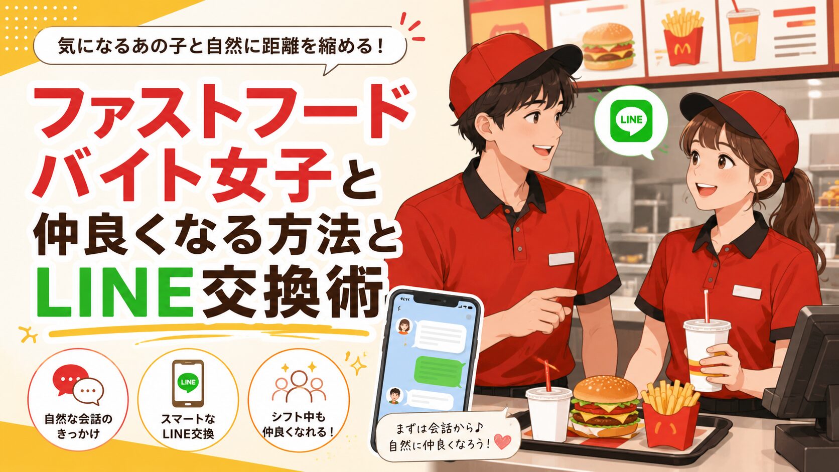 ファストフードバイト女子と仲良くなる方法とLINE交換術