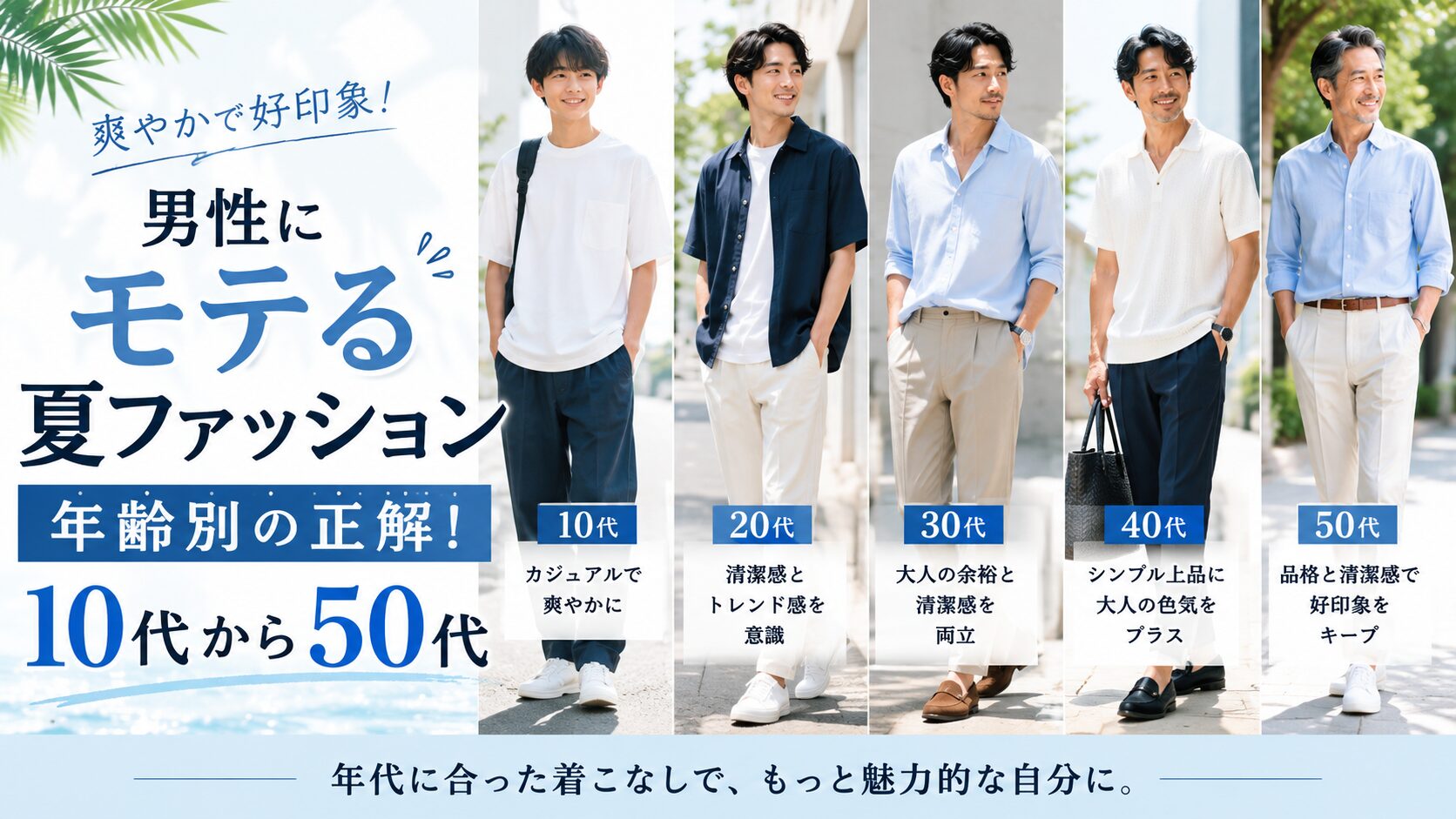 男性にモテる夏ファッション年齢別の正解！10代から50代