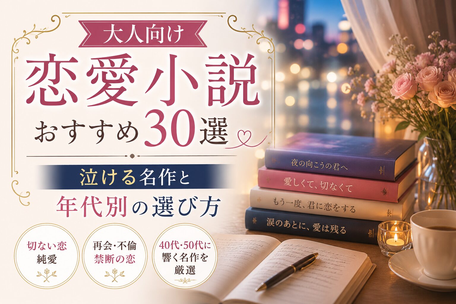 大人向け恋愛小説おすすめ30選｜泣ける名作と年代別の選び方